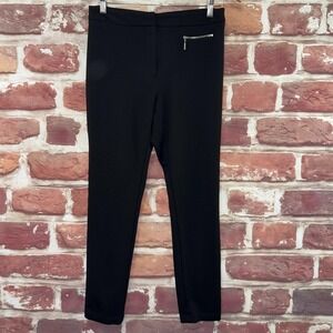 Vince Camuto Pants Women's 12 Plain Black Slim Stretchy Zipper Accent Pull On